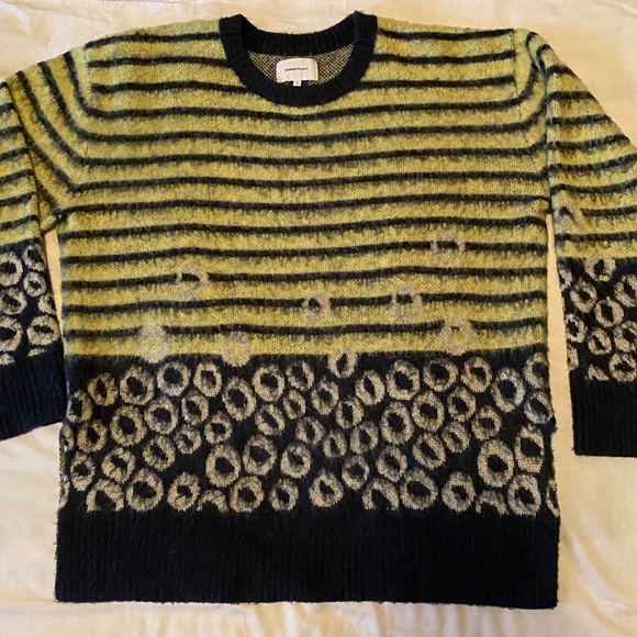 Current/Elliot Wes Striped Leopard Brushed Fuzzy Oversized Sweater, Sz 4 XL - Picture 5 of 11